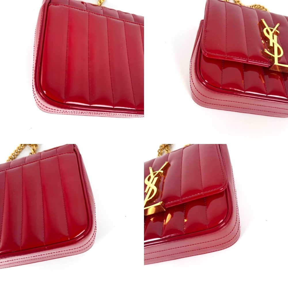 SOLD on fashionreloved.com SAINT LAURENT Matelasse Small Vicky Red Chain Bag - Picture 7 of 13
